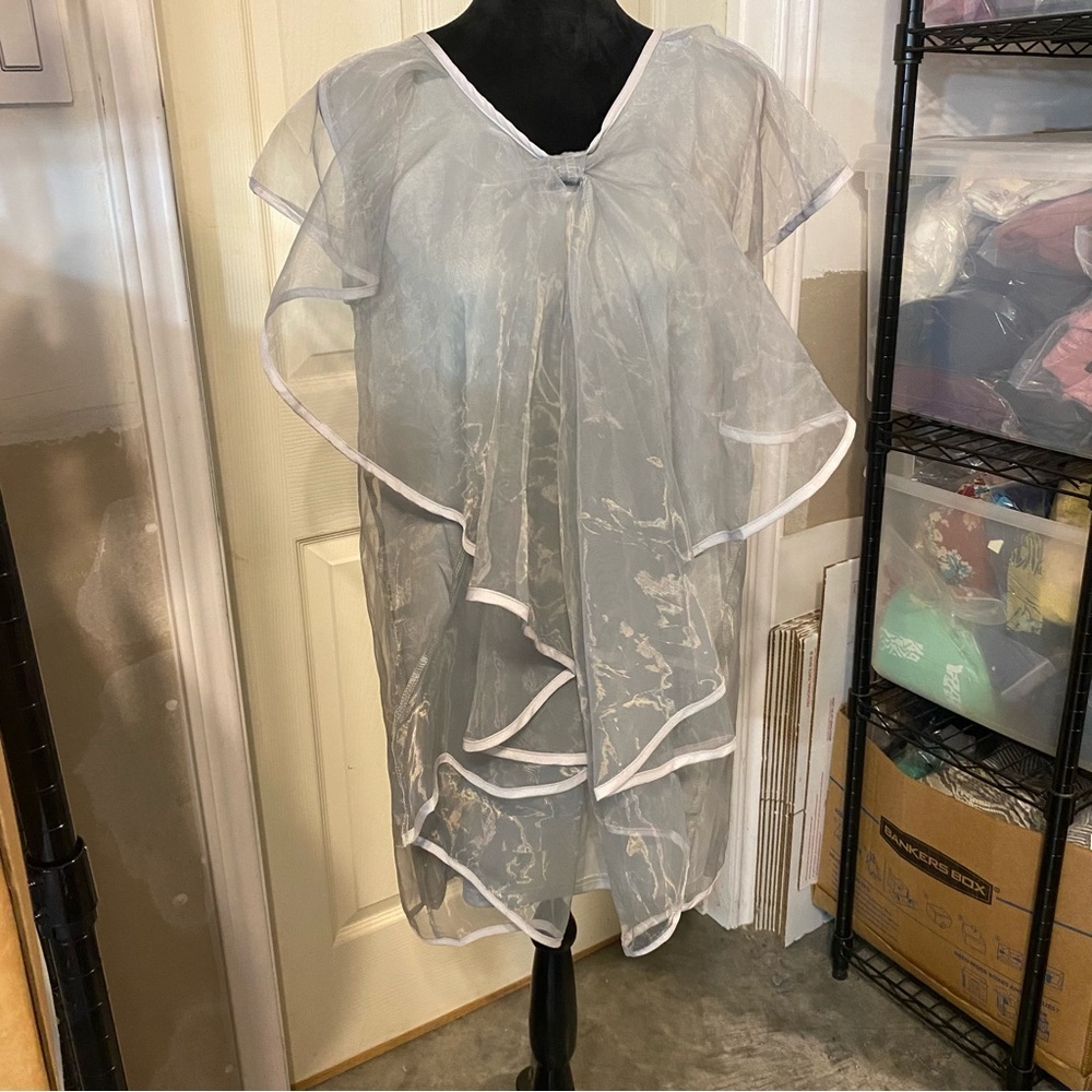 Pink Lady Chiffon Overlay Dress Mini Dress in Gray , Sleeveless Back zip…
